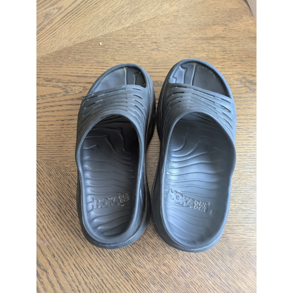 Hoka One One Ora Recovery Slide Black Sandals Womens Size 7 Comfort Slip On